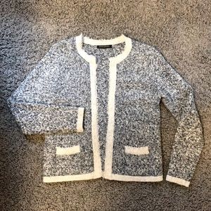 Banana Republic cardigan, XS, colour: Navy blue/ Heather grey knit fleck & trim